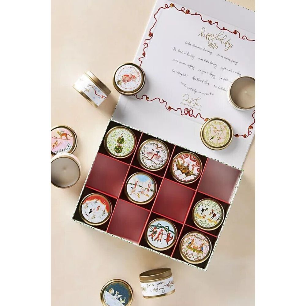 Anthropologie Inslee Fariss 12 Days Christmas  Menagerie Candle Gift Set NEW